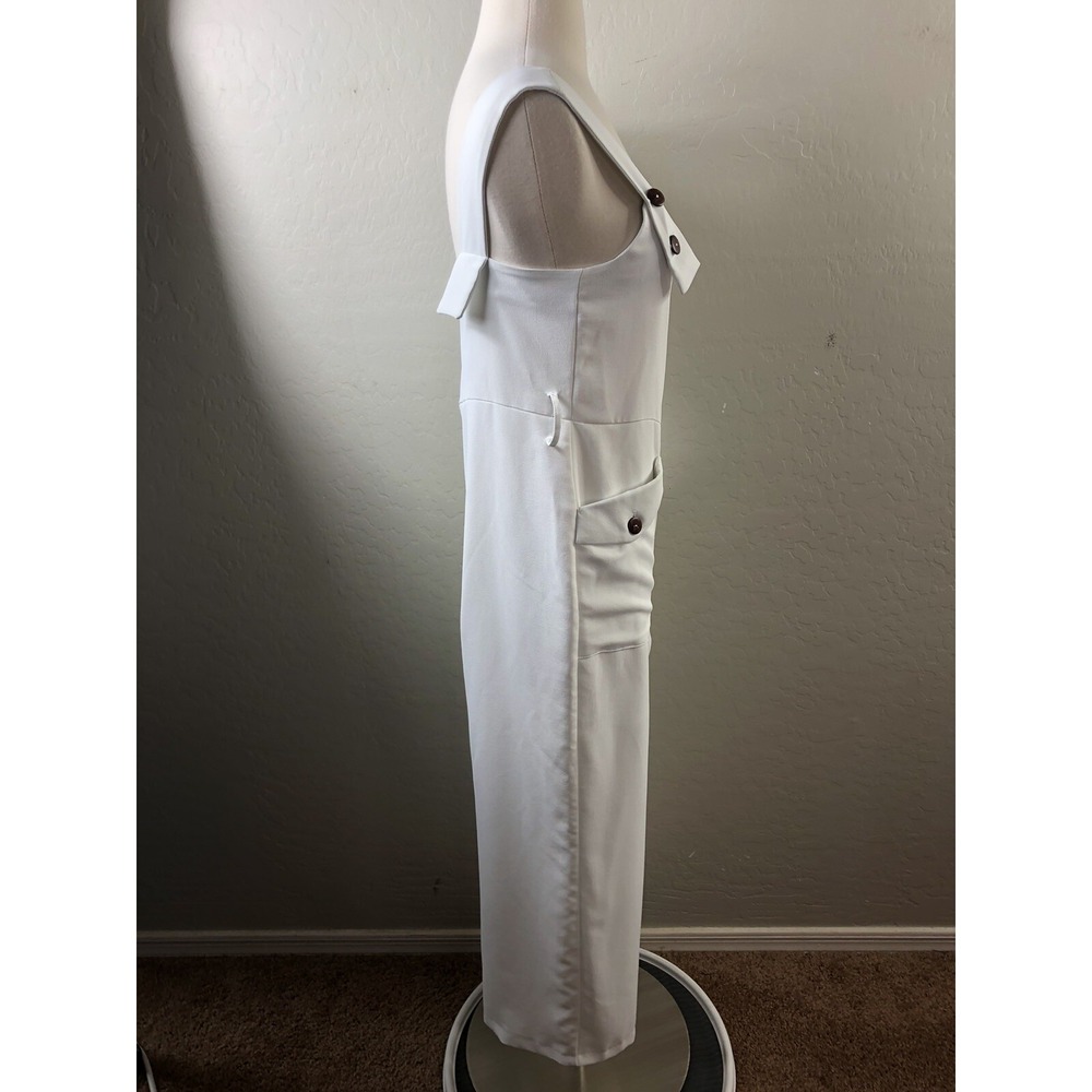 TOPSHOP Womens 4 White Overalls Jumpsuit Cropped *No Belt* - Picture 6 of 8